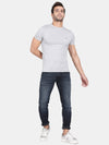 T-Base Men Grey Solid Slim Fit T-Shirt