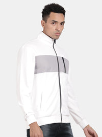 T-Base Colourblocked Mock Collar Front-Open Sweatshirt