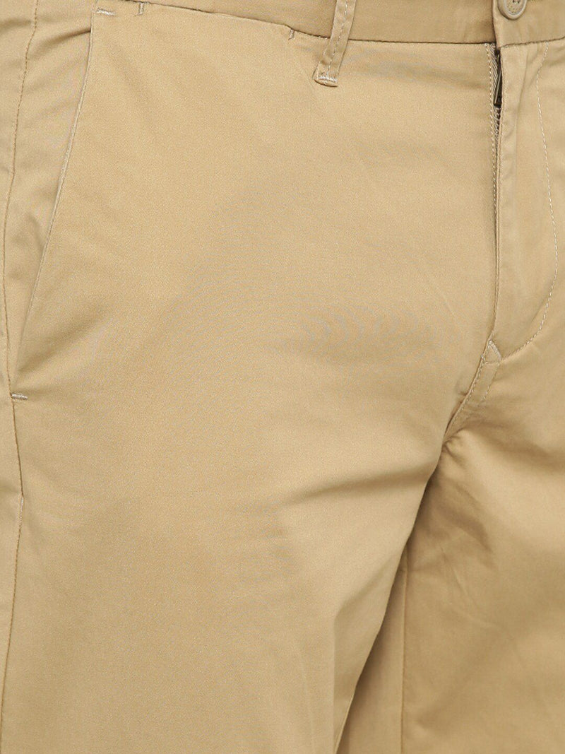 T-Base Men Brown Tapered Fit Easy Wash Chinos Trousers