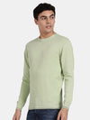 Crew Neck Meadow Green Melange Full Sleeve Pullover