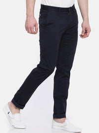 T-Base Men Navy Blue Easy Wash Chinos Trousers