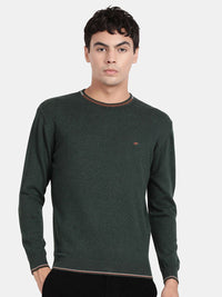 Crew Neck Dark Pine Melange Full Sleeve Pullover