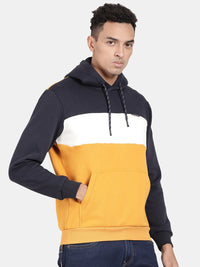 T-Base Colourblocked Hooded Cotton Sweatshirt