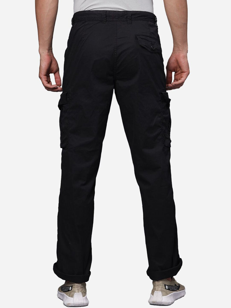 Black Solid Cargo Pants