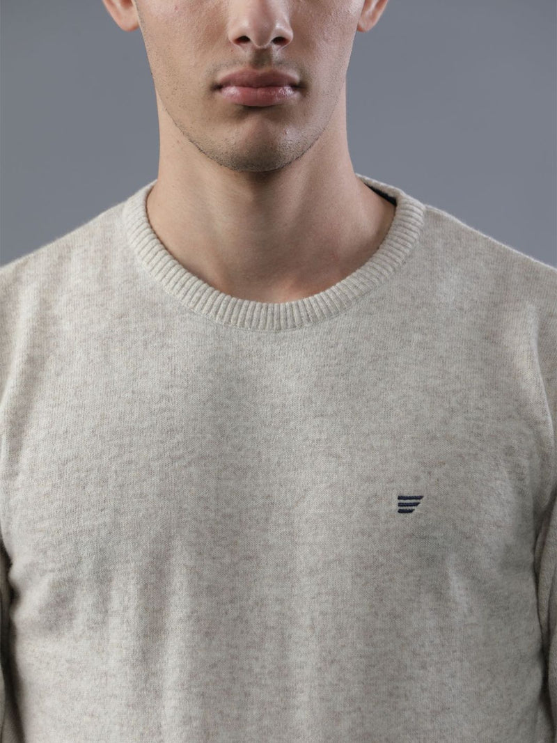 T-Base Men Grey Solid Pullover