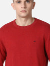 T-Base Men Red Solid Cotton Pullover