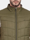 T-Base Sleeveless Puffer Jacket With Quilted Design And Polar Fleece Collar