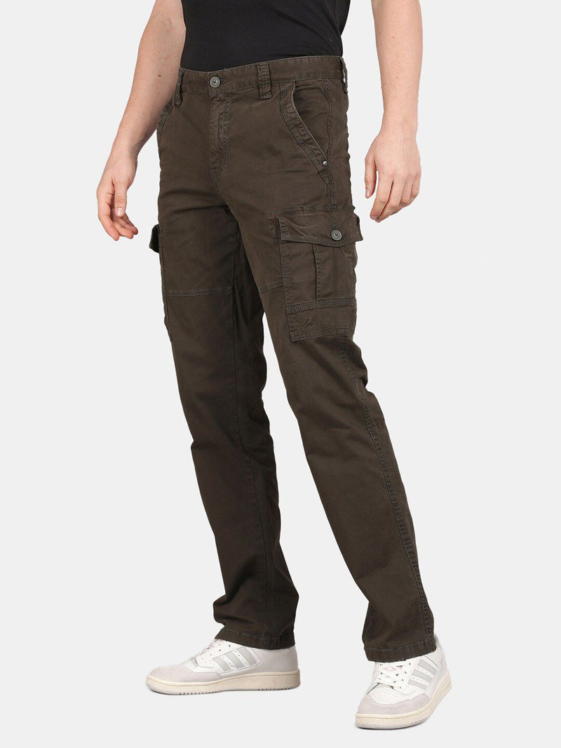 Forest Green Solid Cargo Pants