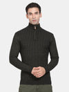 T-Base Striped Turtle Neck Acrylic Pullover