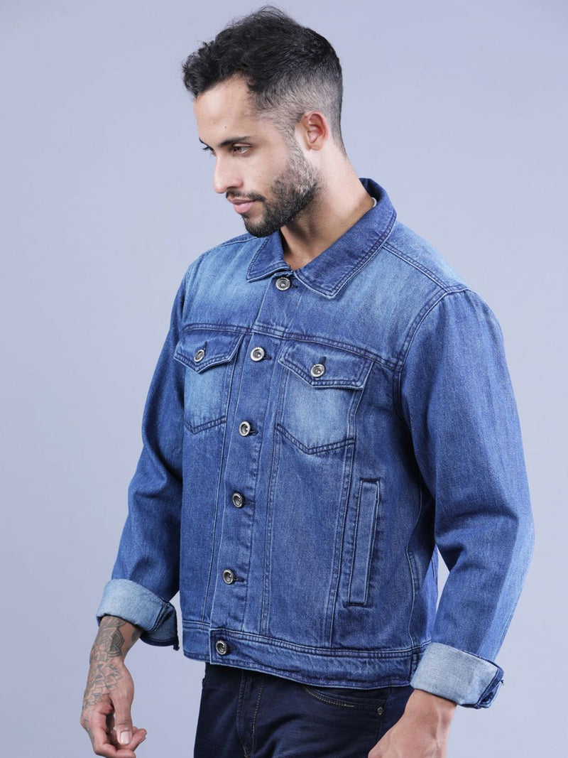 t-base Men Washed Denim Jacket