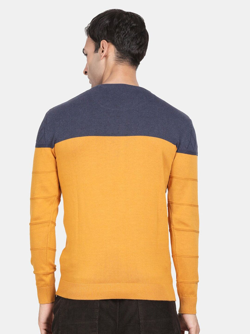 T-Base Colourblocked Long Sleeves Cotton Pullover