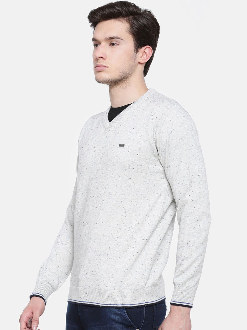 T-Base Men Off-White Solid Sweater