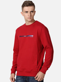 T-Base Men Red Solid Sweatshirt