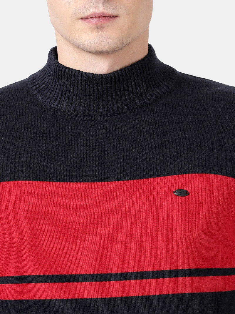 T-Base Men Red & Black Colourblocked Pullover