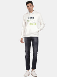 T-Base Typography Printed Hooded Pullover Sweatshirt