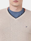 T-Base Men Beige Long Sleeve Pullover