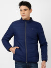 t-base Men Navy Blue Solid Lightweight Padded Jacket