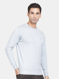 T-Base Round Neck Ribbed Hem Cotton Pullover Sweaters