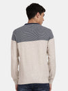 T-Base Colourblocked Round Neck Long Sleeves Woolen Pullover Sweater