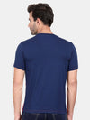 T-Base Men Blue Colourblocked Applique T-Shirt