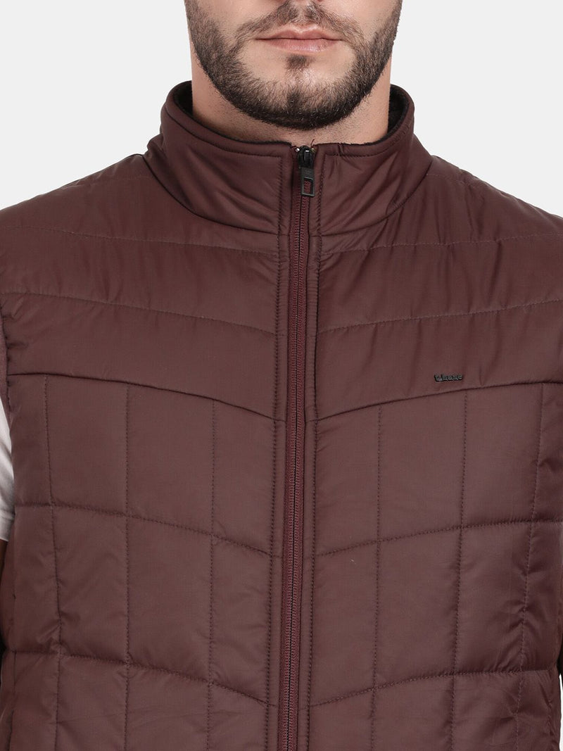 T-Base Sleeveless Puffer Jacket With Quilted Design And Polar Fleece Collar