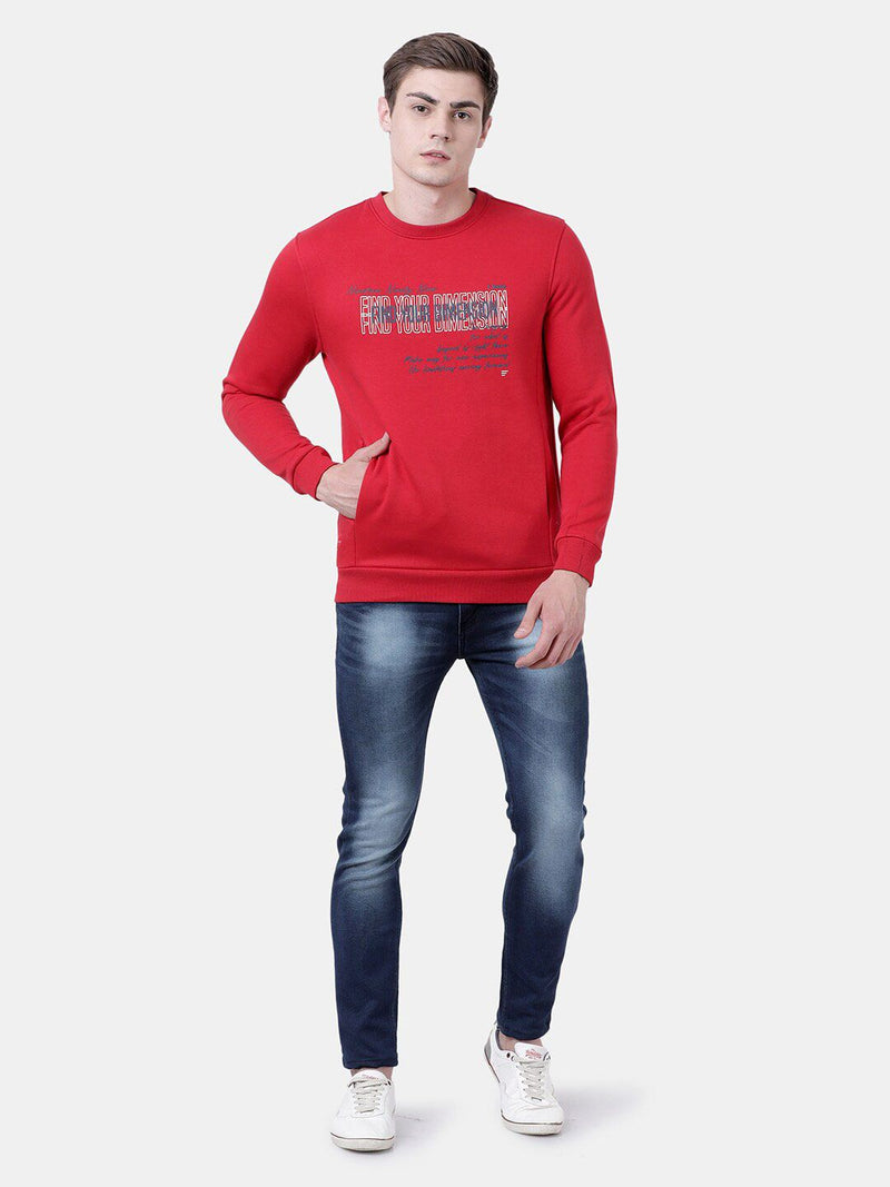 T-Base Men Red Printed Sweatshirt