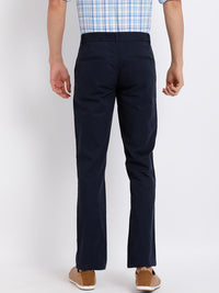 T-Base Men Navy Blue Easy Wash Trousers