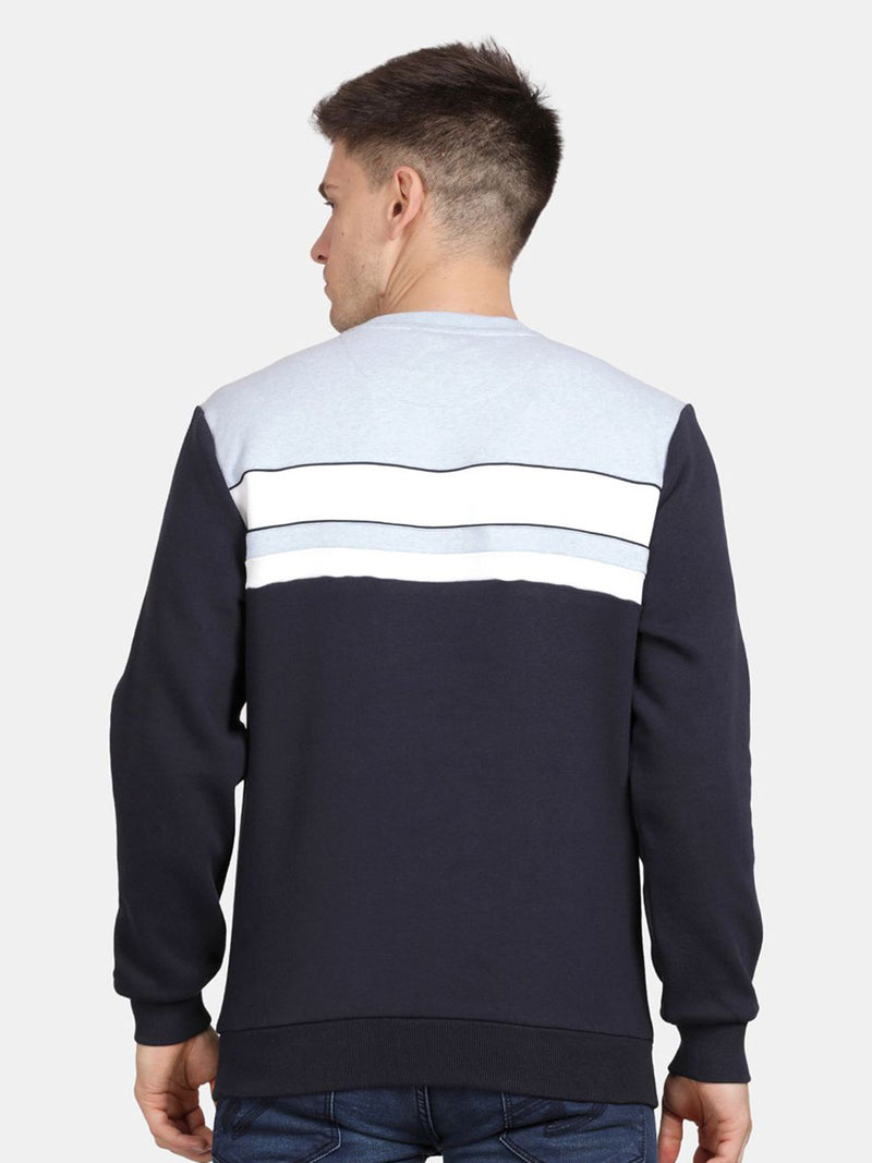 T-Base Men Round Neck Colourblocked Sweatshirt