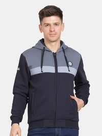 T-Base Men Colourblocked Hooded Sweatshirt