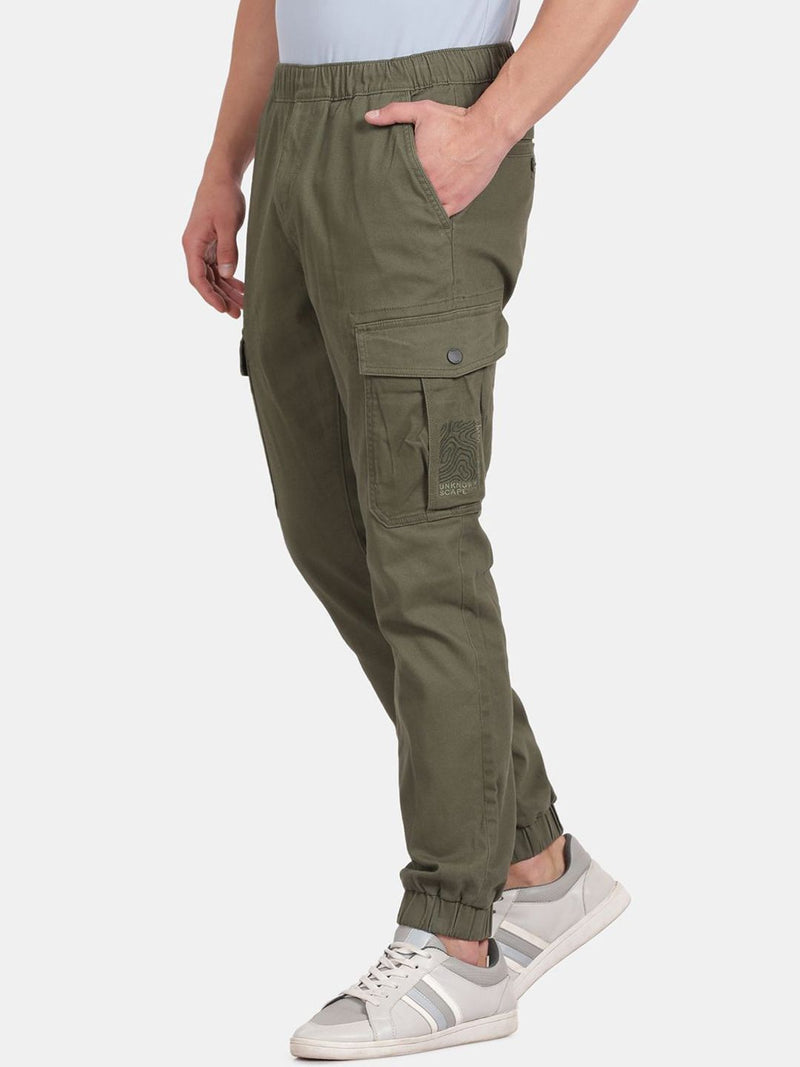 T-Base Men Solid Mid-Rise Regular Fit Cargos