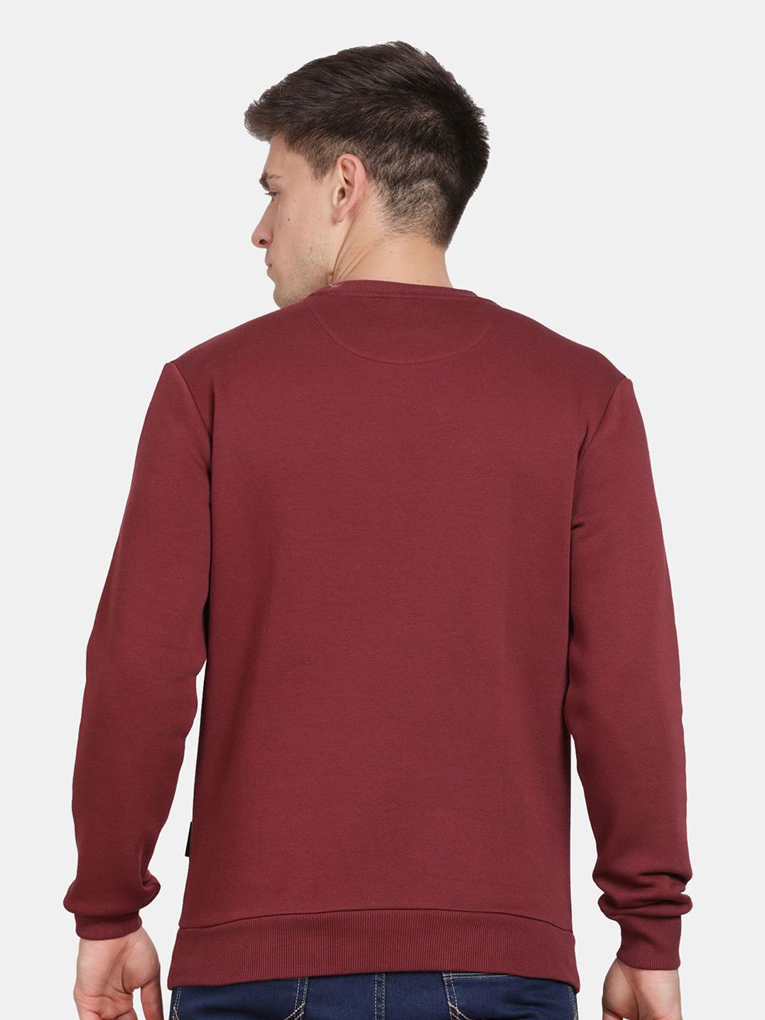 T-Base Men Round Neck Solid Sweatshirt