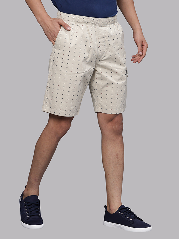 X Print Oyster Beige Lounge Shorts