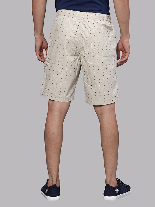 X Print Oyster Beige Lounge Shorts