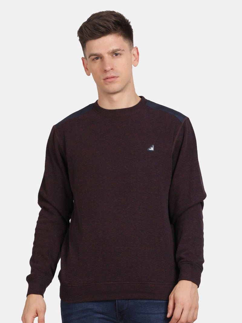 T-Base Men Pullover Self-Design Sweatshirt